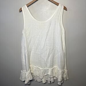 Farmhouse Frocks Blouse White Gauze Cottagecore Prairie Country Ruffled Summer M